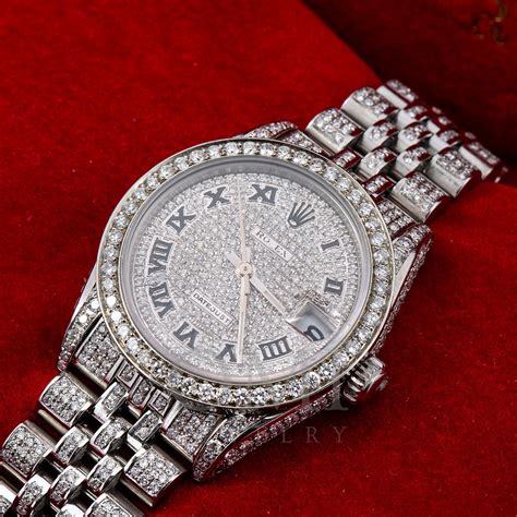 rolex watch diamond silver